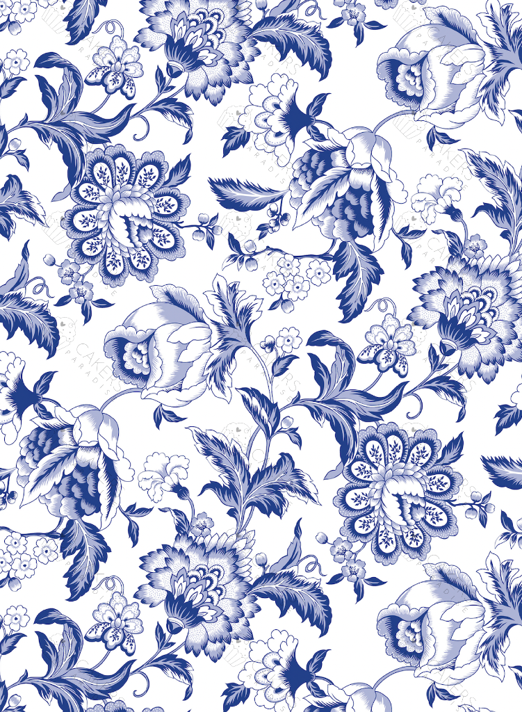 A4 Edible Icing Image - Floral Blue 1