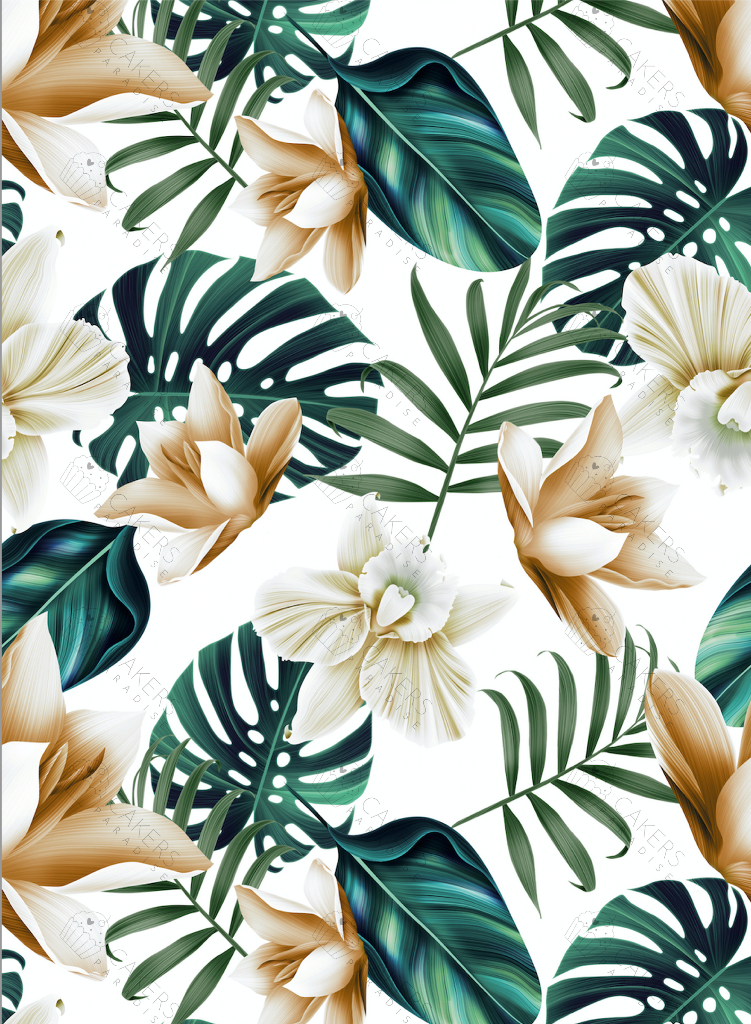 A4 Edible Icing Image - Tropical Orchid Gold