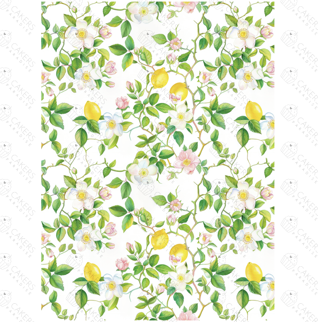A4 Edible Icing Image - Cherry Blossom Lemons