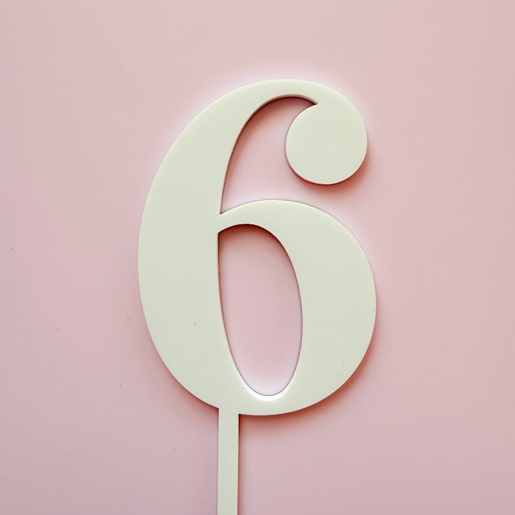 Acrylic Cake Fropper Number 6 - Assorted Colours