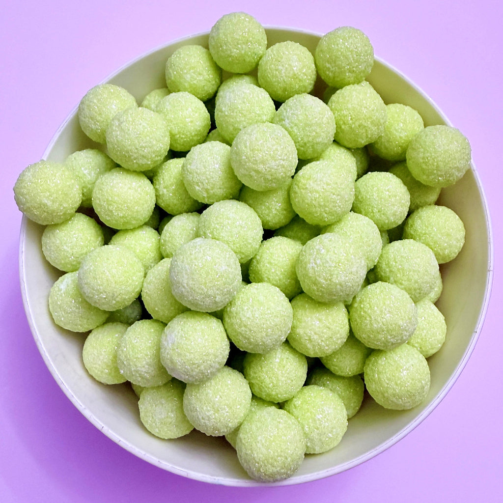 Edible Sprinkles 15mm Glitter Pearls - lime green Sprinkle Cakers Paradise