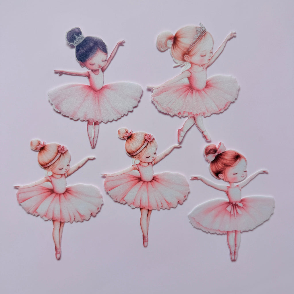 Edible Wafer Card Cake Toppers - Cute Ballerinas 5pc