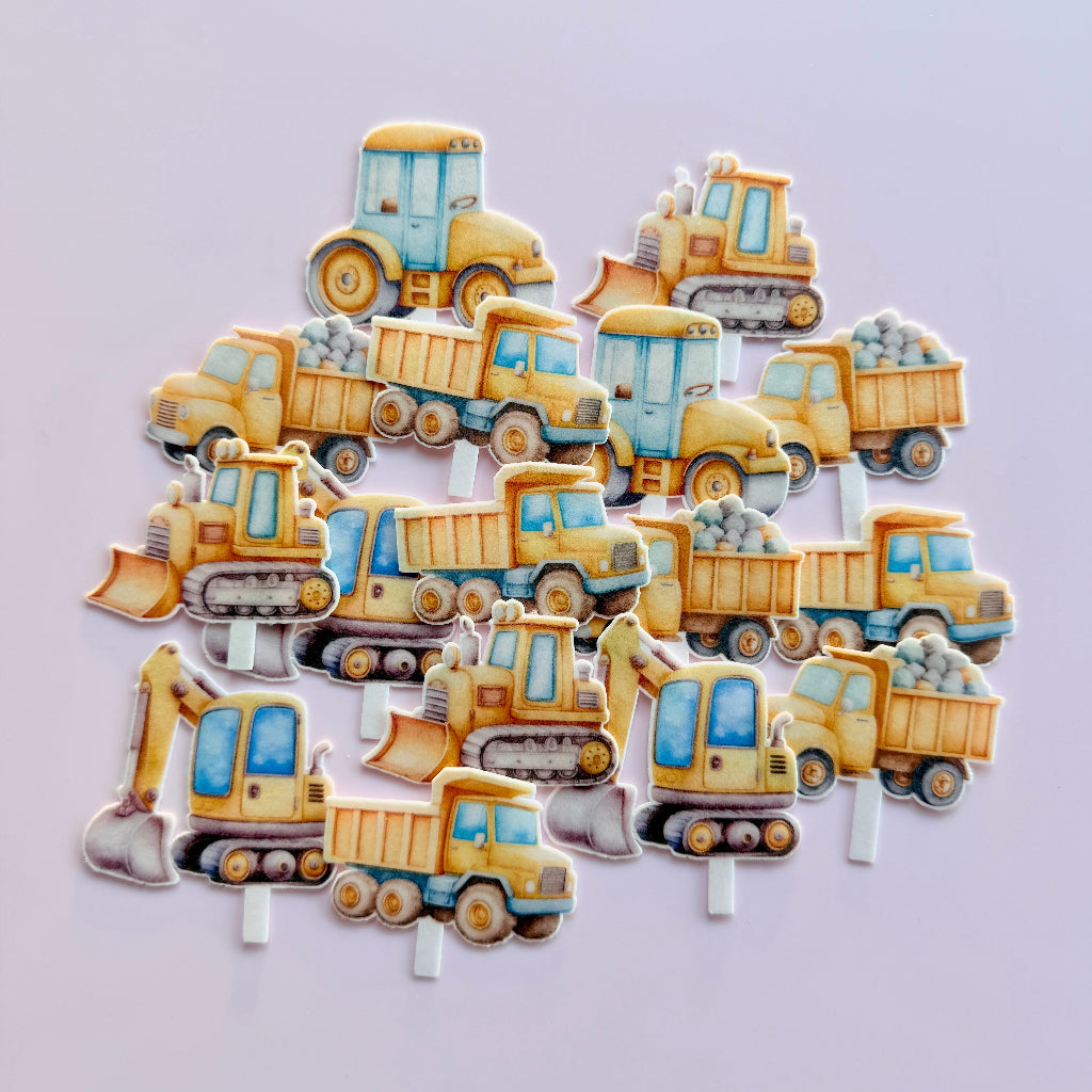 Edible Wafer Card Cupcake Toppers - Little Diggers 16pc