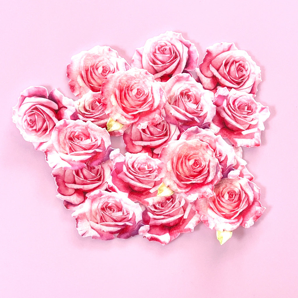 Edible Wafer Cupcake Toppers Bows - Roses 18pc