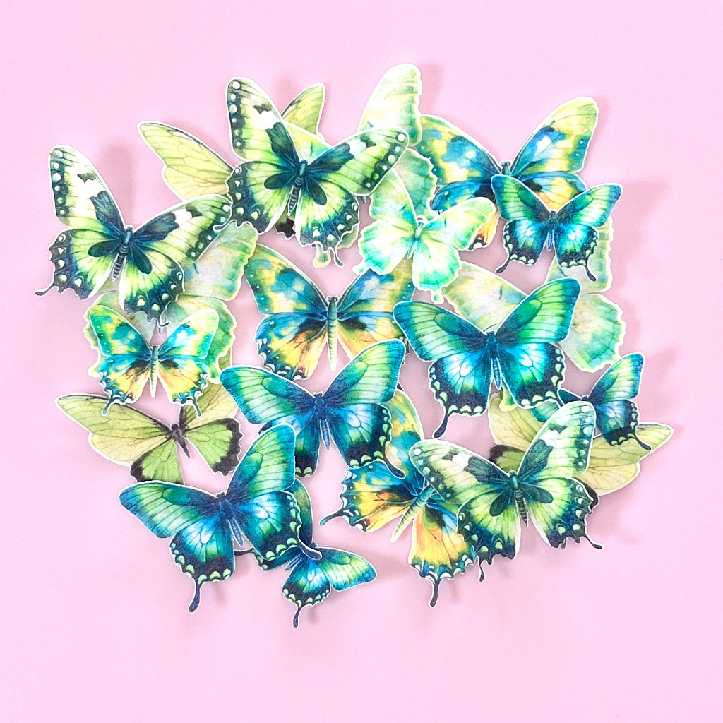 Edible Wafer Cupcake Toppers Butterflies - Lemon Lime Wings 20pc