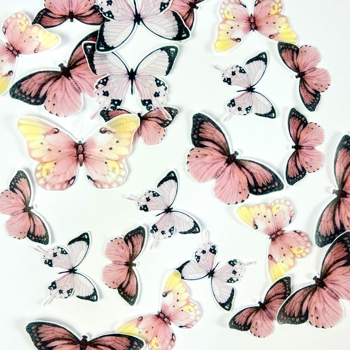 Edible Wafer Cupcake Toppers - Light Pink Butterflies 24pc