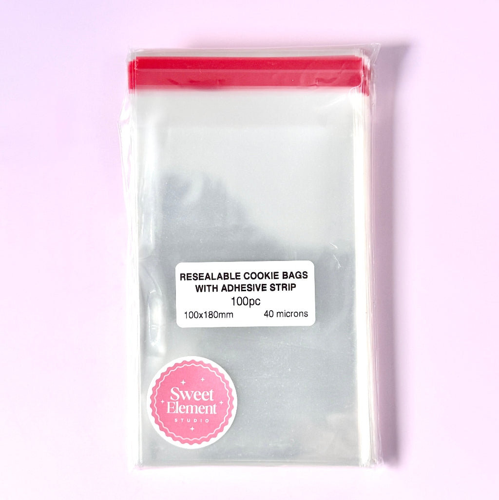 Resealable Cellophane Cookie Bags 100pc - 100mm x 180mm