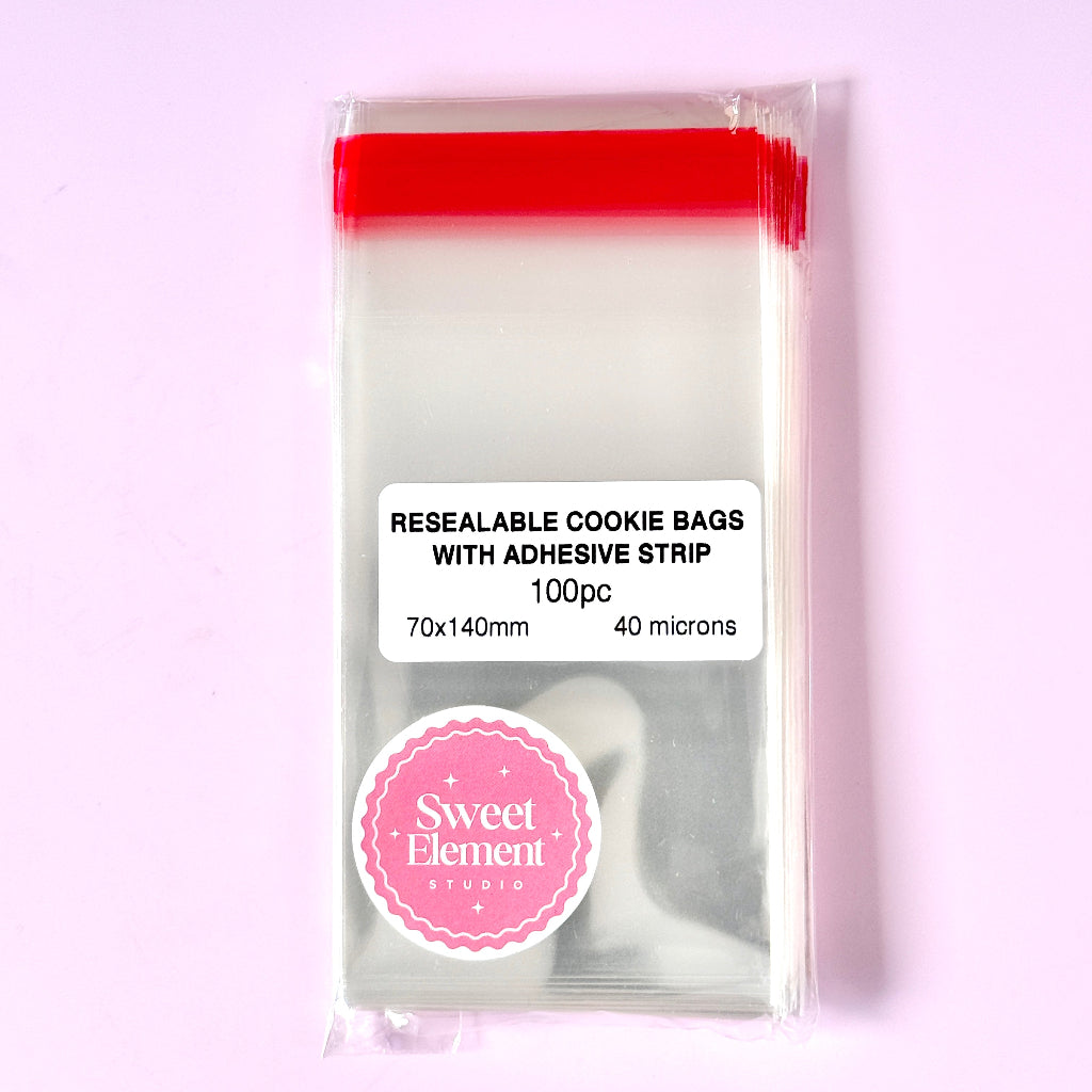 Resealable Cellophane Cookie Bags 100pc - 70mm x 140mm