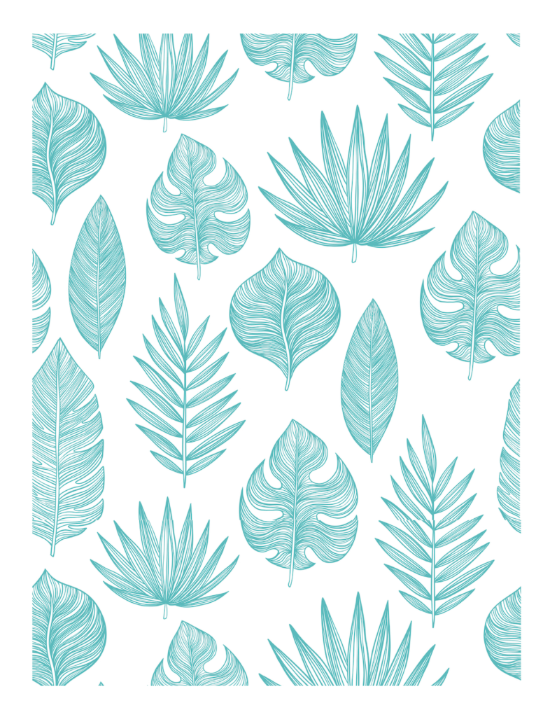 Edible Icing Cupcake Cake Topper Image tropical aqua leaves