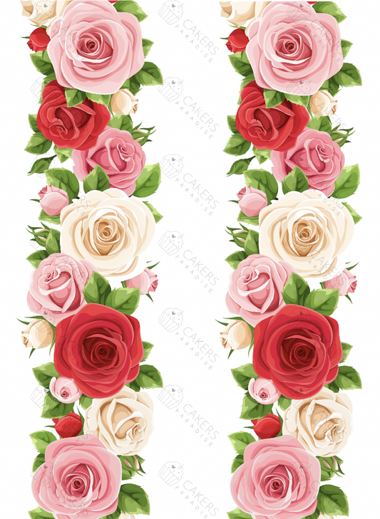 A4 Edible Icing Image - Rose Borders