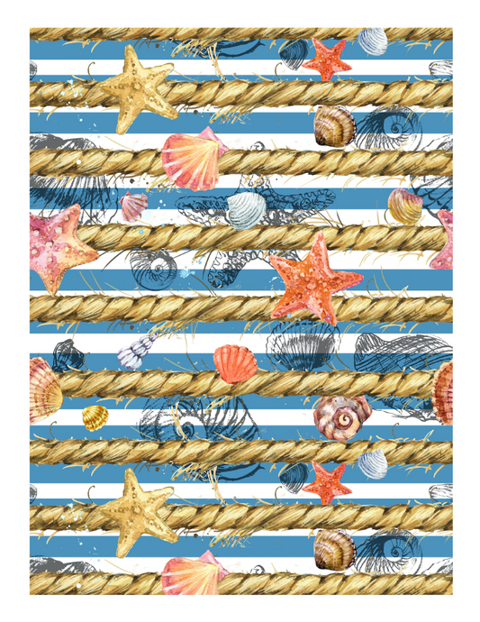 Edible Icing Cupcake Cake Topper Image nautical ropes shells
