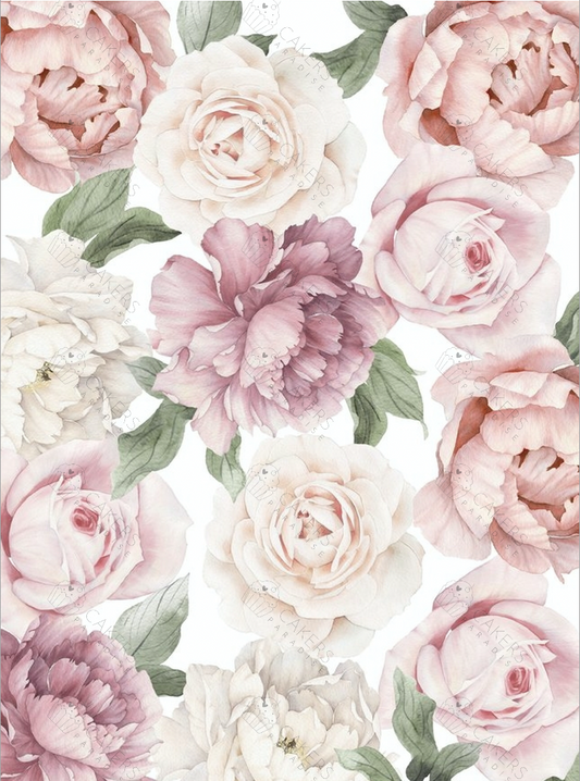 A4 Edible Icing Image - Peonies and Roses