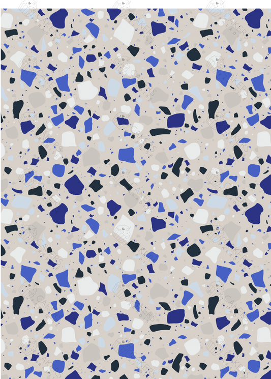 A4 Edible Icing Image - Terrazzo Grey Blue