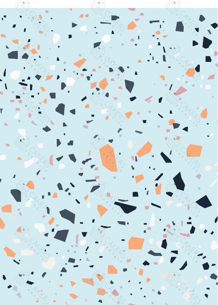 A4 Edible Icing Image - Terrazzo Light Blue