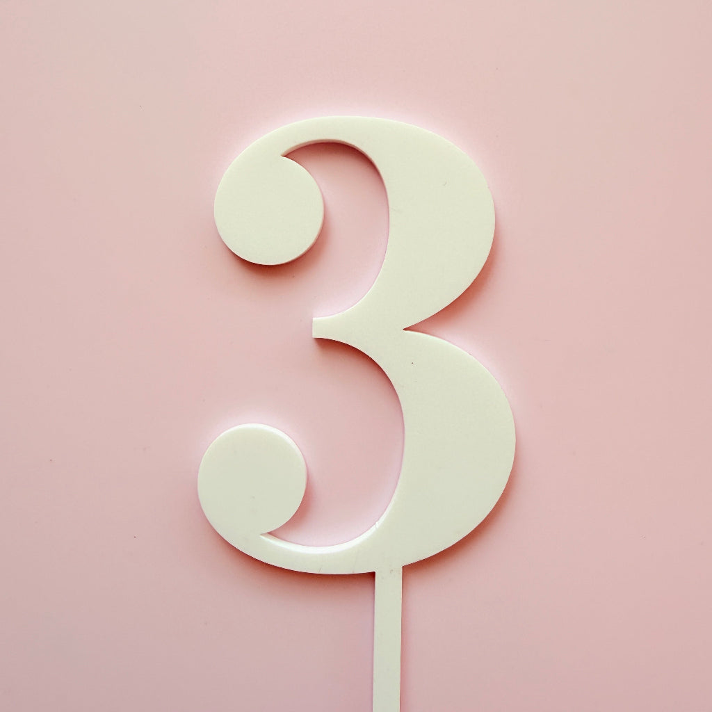 Acrylic Cake Fropper Number 3 - Assorted Colours