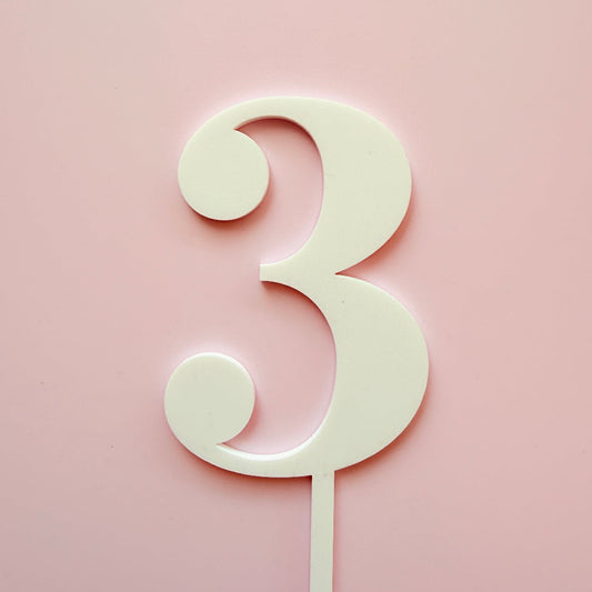 Acrylic Cake Fropper Number 3 - Assorted Colours