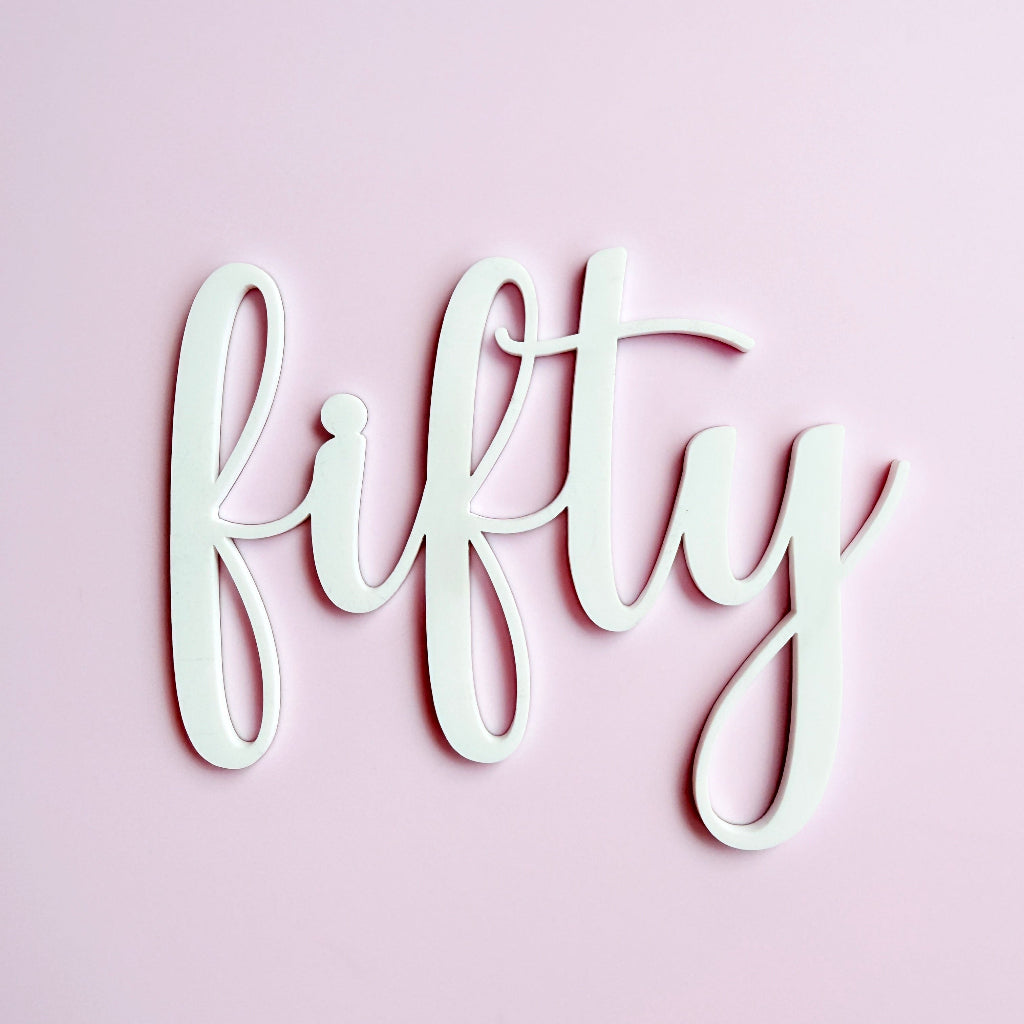 Acrylic Fifty Birthday Cake Fropper topper