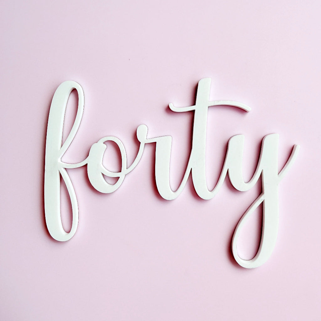Acrylic Forty Birthday Cake Fropper topper