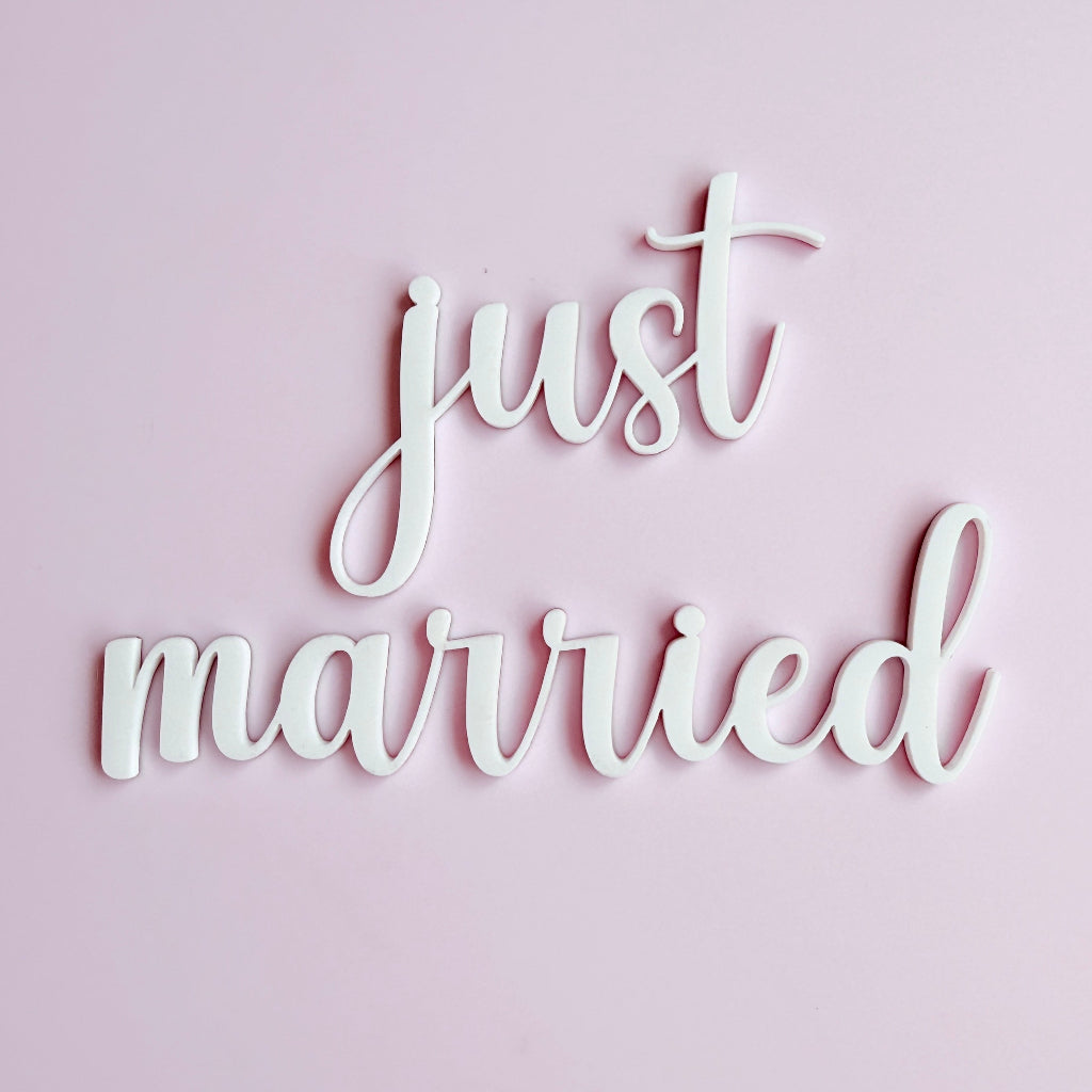 Acrylic Just Married Birthday Cake Fropper topper