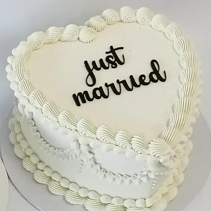 Acrylic Just Married Cake Fropper black