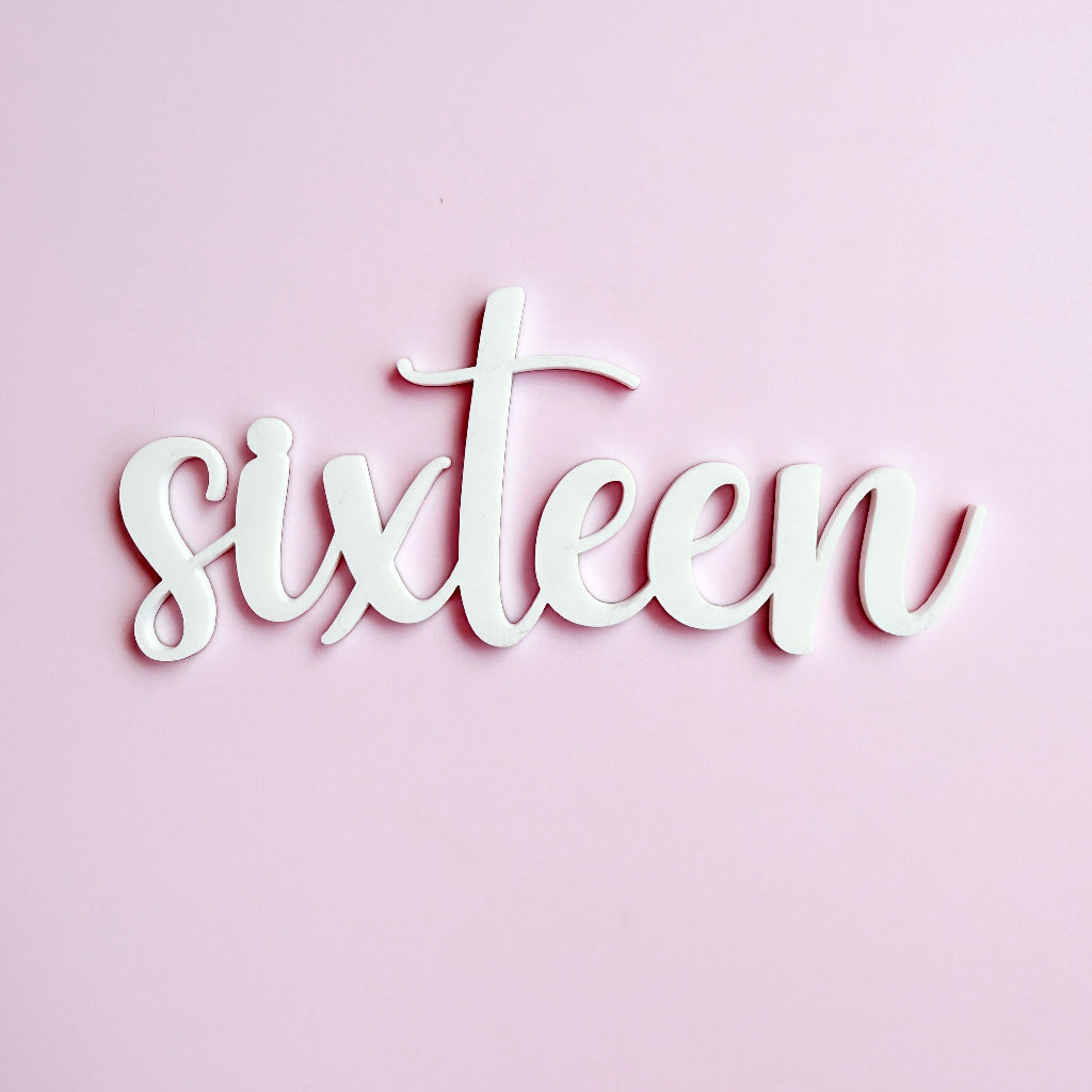 Acrylic Sixteen Birthday Cake Fropper topper