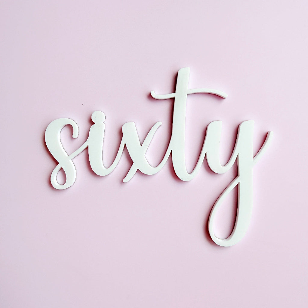 Acrylic Sixty Birthday Cake Fropper topper