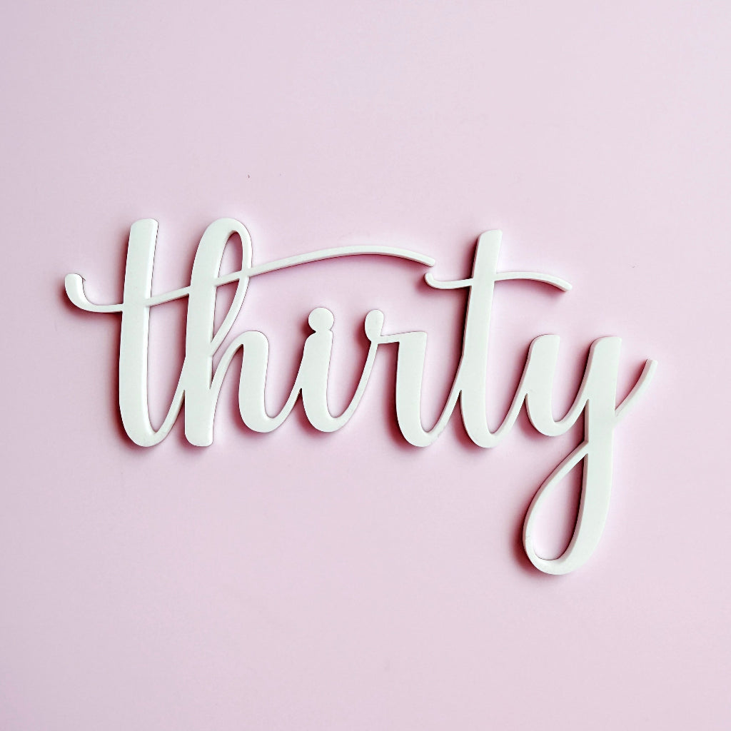 Acrylic Thirty Birthday Cake Fropper topper