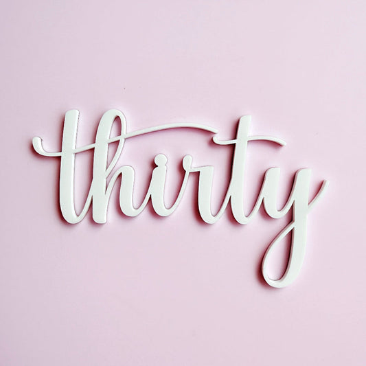 Acrylic Thirty Birthday Cake Fropper topper