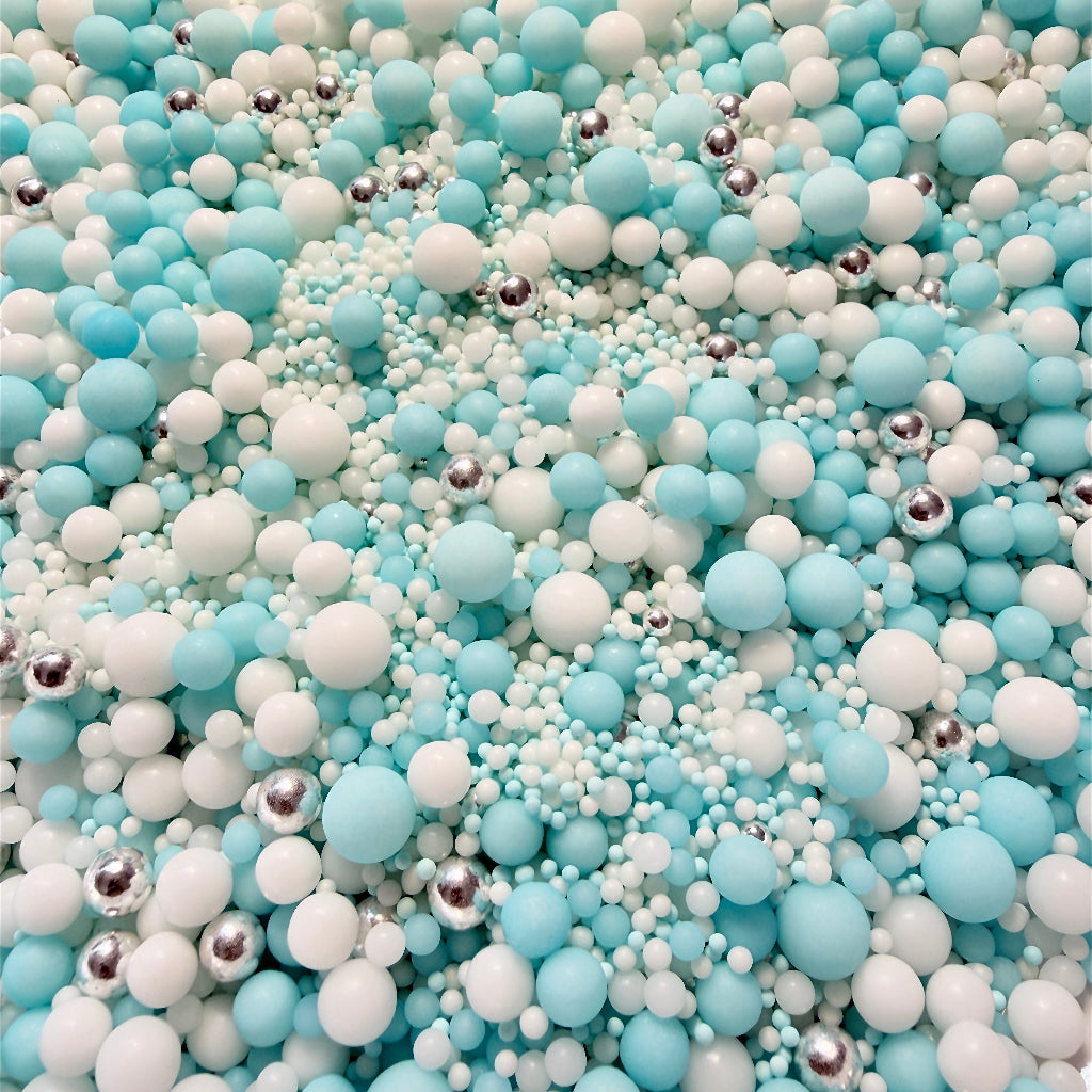 Edible Sprinkles - Arctic Breeze 100g sprinkle mix blue white silver
