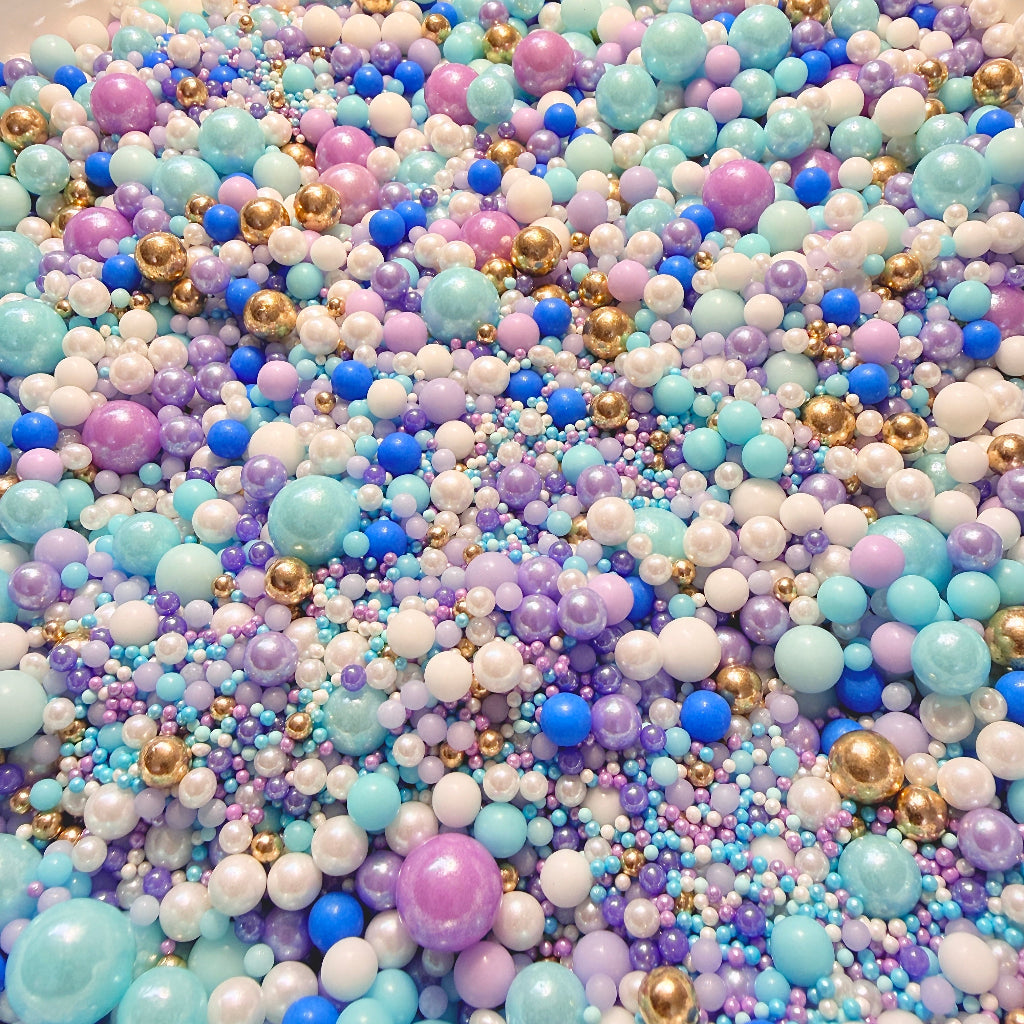Edible Sprinkles - Frosted Fairytale 100g sprinkle mix blue lilac purple lavender white gold
