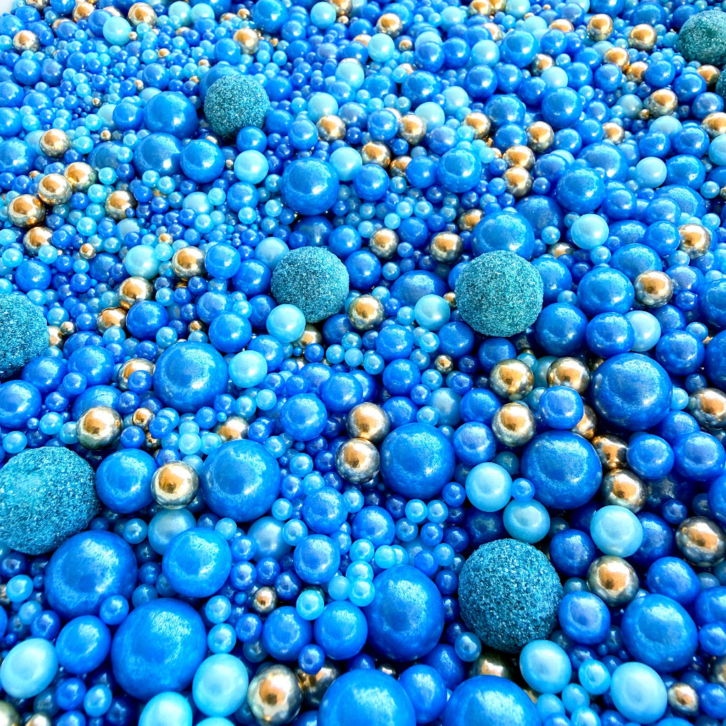 Edible Sprinkles - Galaxy Gold 100g blue gold sprinkle mix
