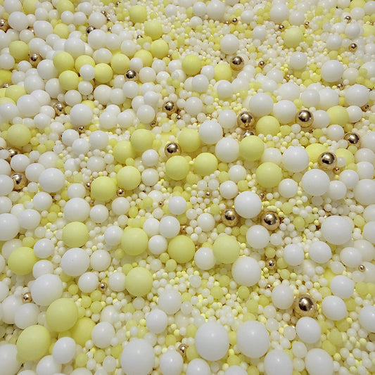 Edible Sprinkles - Lemon Luxe 100g lemon yellow white gold sprinkle mix