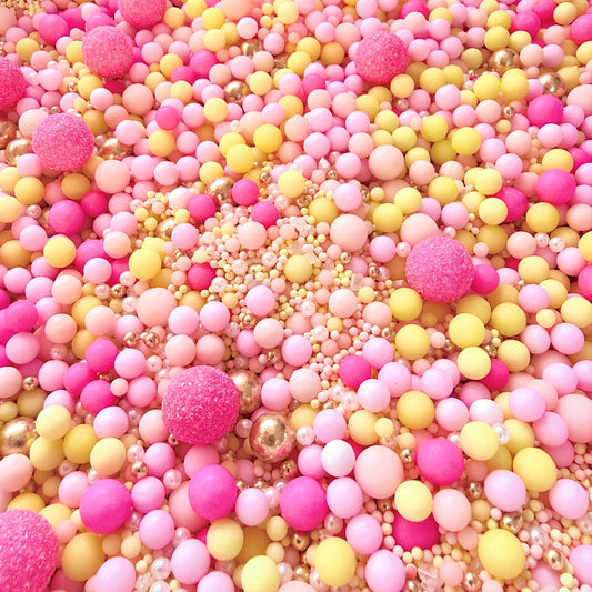 Edible Sprinkles - Sugar Rush 100g pink yellow peach white gold