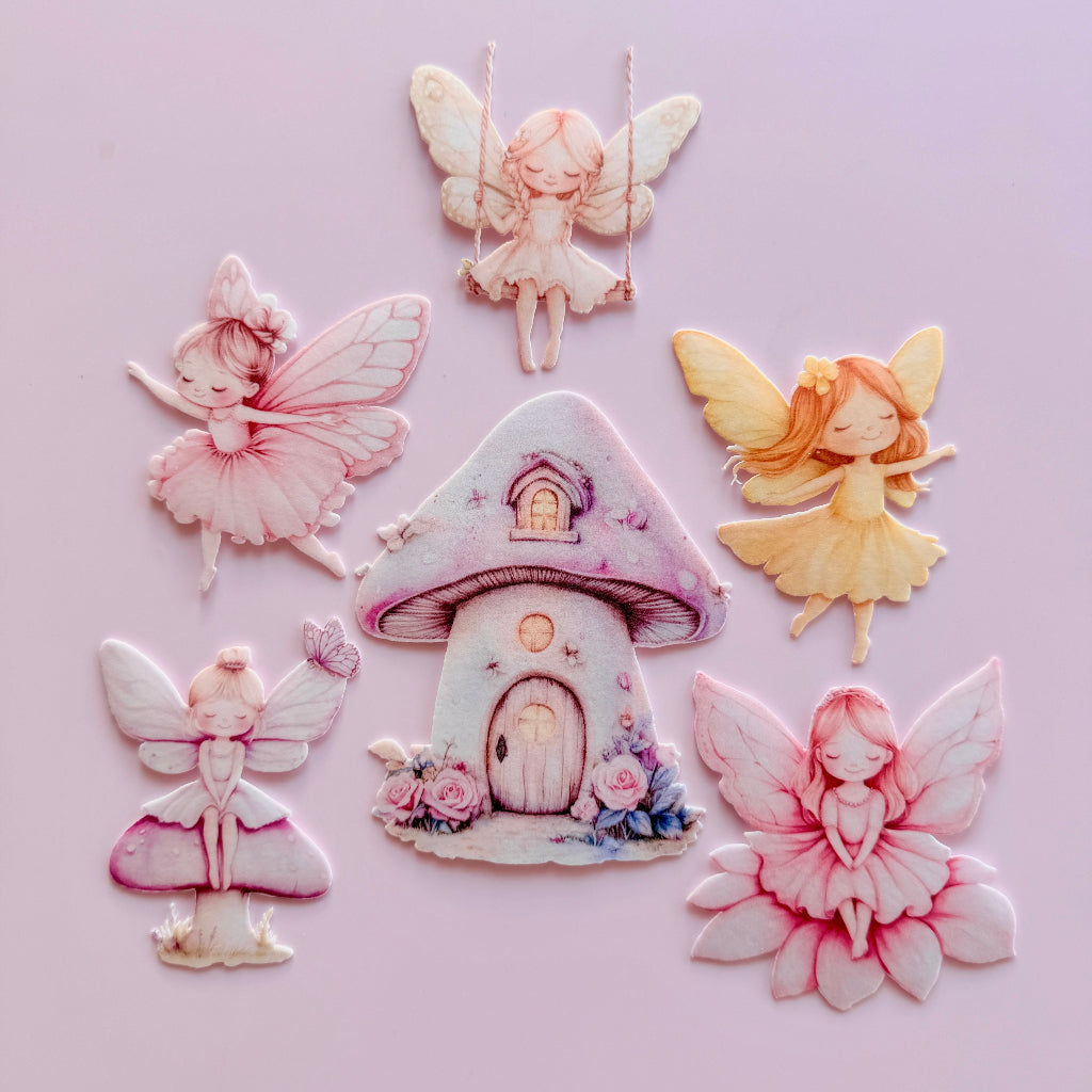 Edible Wafer Card Cake Toppers - Fairies 6pc