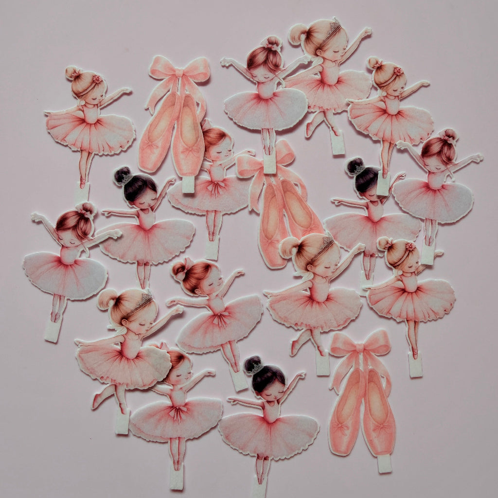 Edible Wafer Card Cupcake Toppers - Cute Ballerinas 18pc