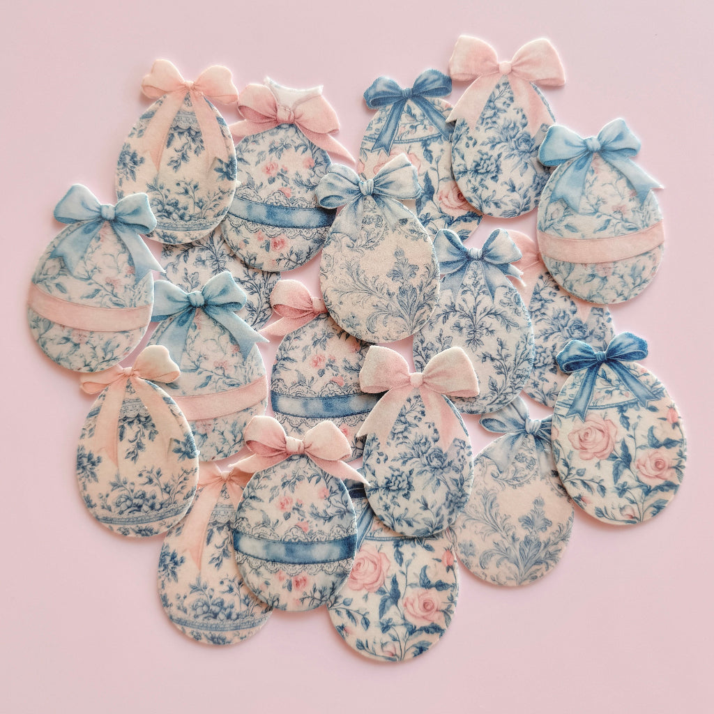 Edible Wafer Card Cupcake Toppers - Easter Grandmillenial Eggs 19pc