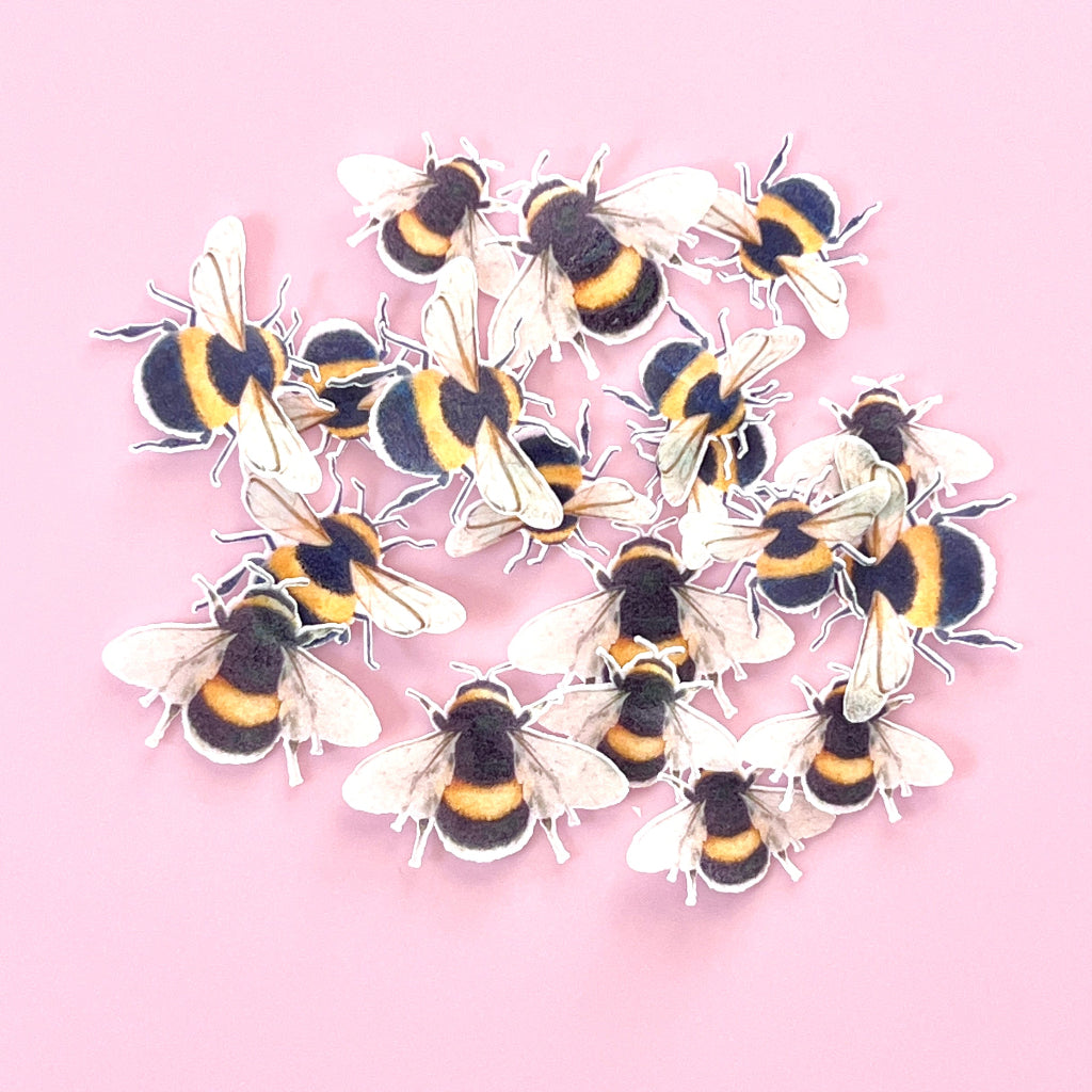 Edible Wafer Cupcake Toppers Bows - Bumblebees 19pc