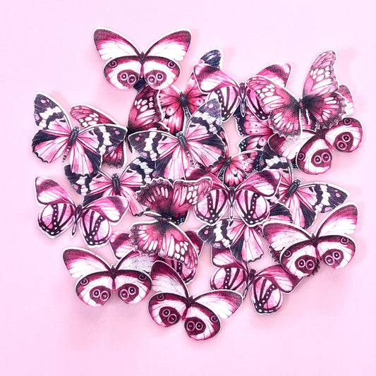 Edible Wafer Cupcake Toppers Butterflies - Burgundy Breeze 23pc
