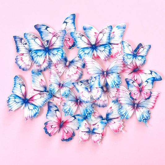 Edible Wafer Cupcake Toppers Butterflies - Cotton Candy 20pc