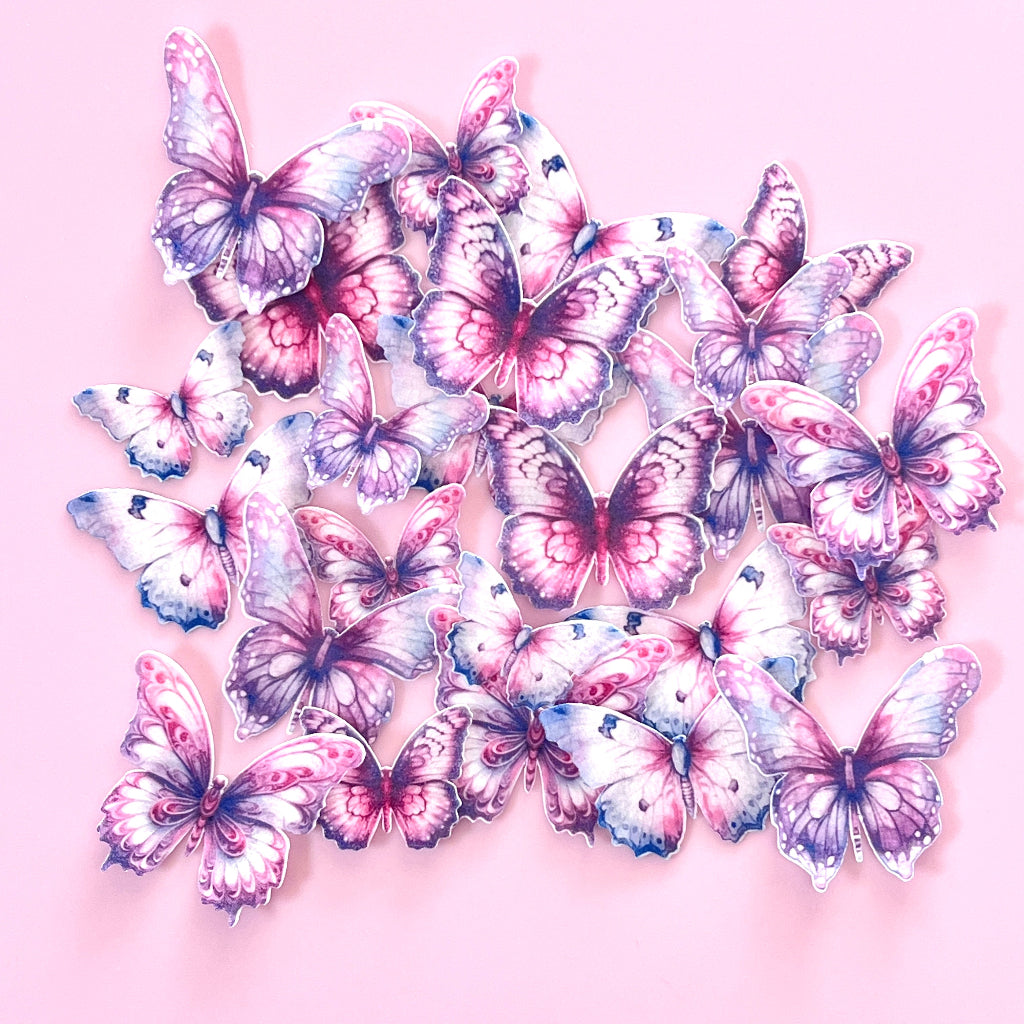 Edible Wafer Cupcake Toppers Butterflies - Lavender Blush 24pc