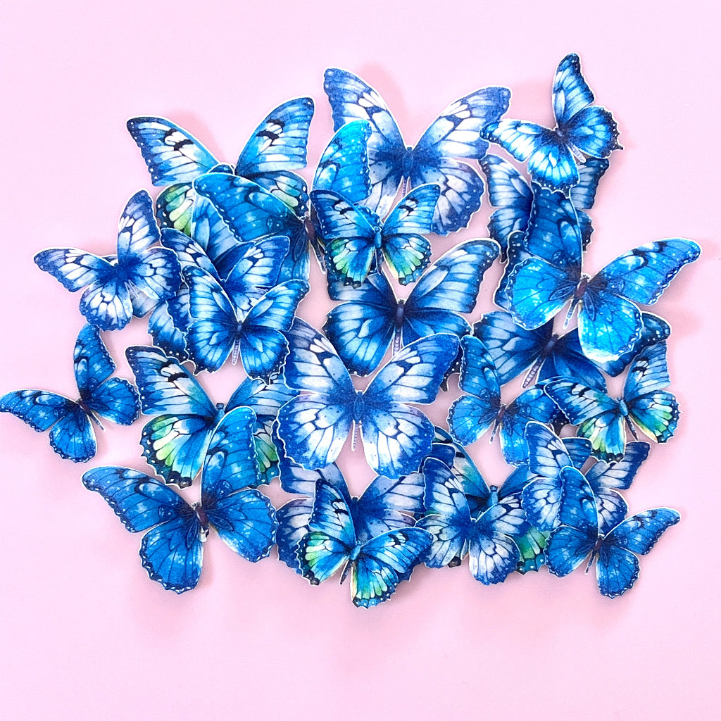 Edible Wafer Cupcake Toppers Butterflies - Stormy Sky 25pc