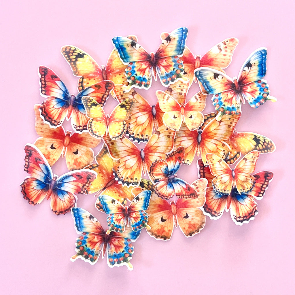 Edible Wafer Cupcake Toppers Butterflies - Sunset Wings 20pc