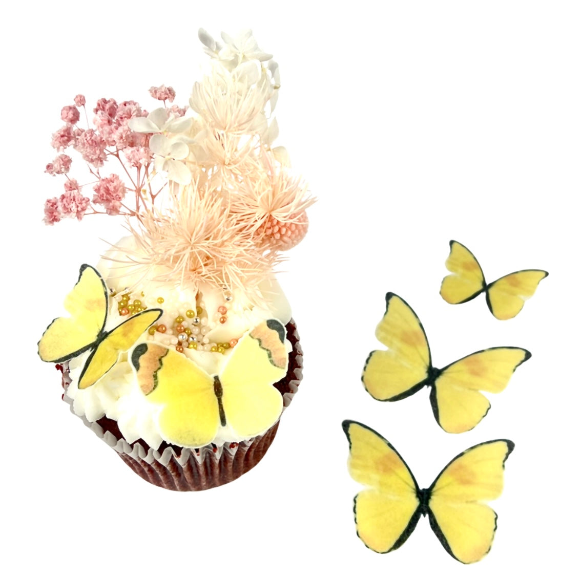 edible wafer paper cupcake toppers yellow butterflies