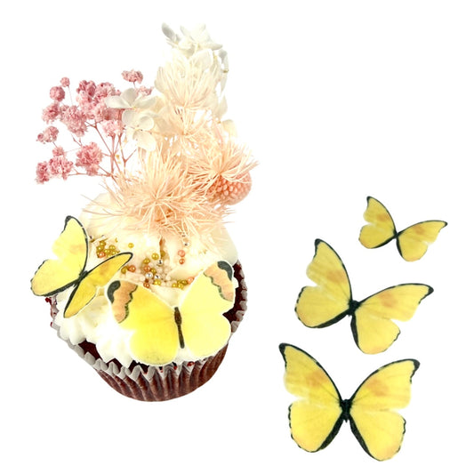 edible wafer paper cupcake toppers yellow butterflies