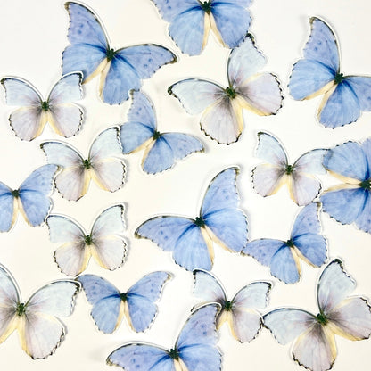 Edible Wafer Cupcake Toppers - Blue Purple Butterflies 18pc