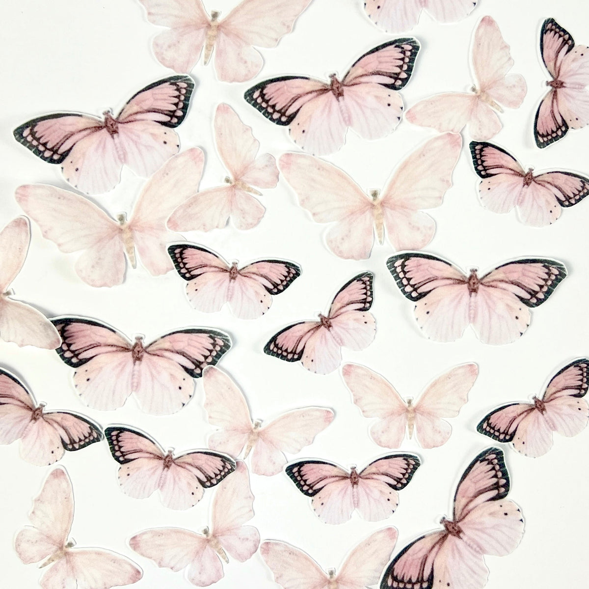 Edible Wafer Cupcake Toppers - Pastel Pink Butterflies 25pc