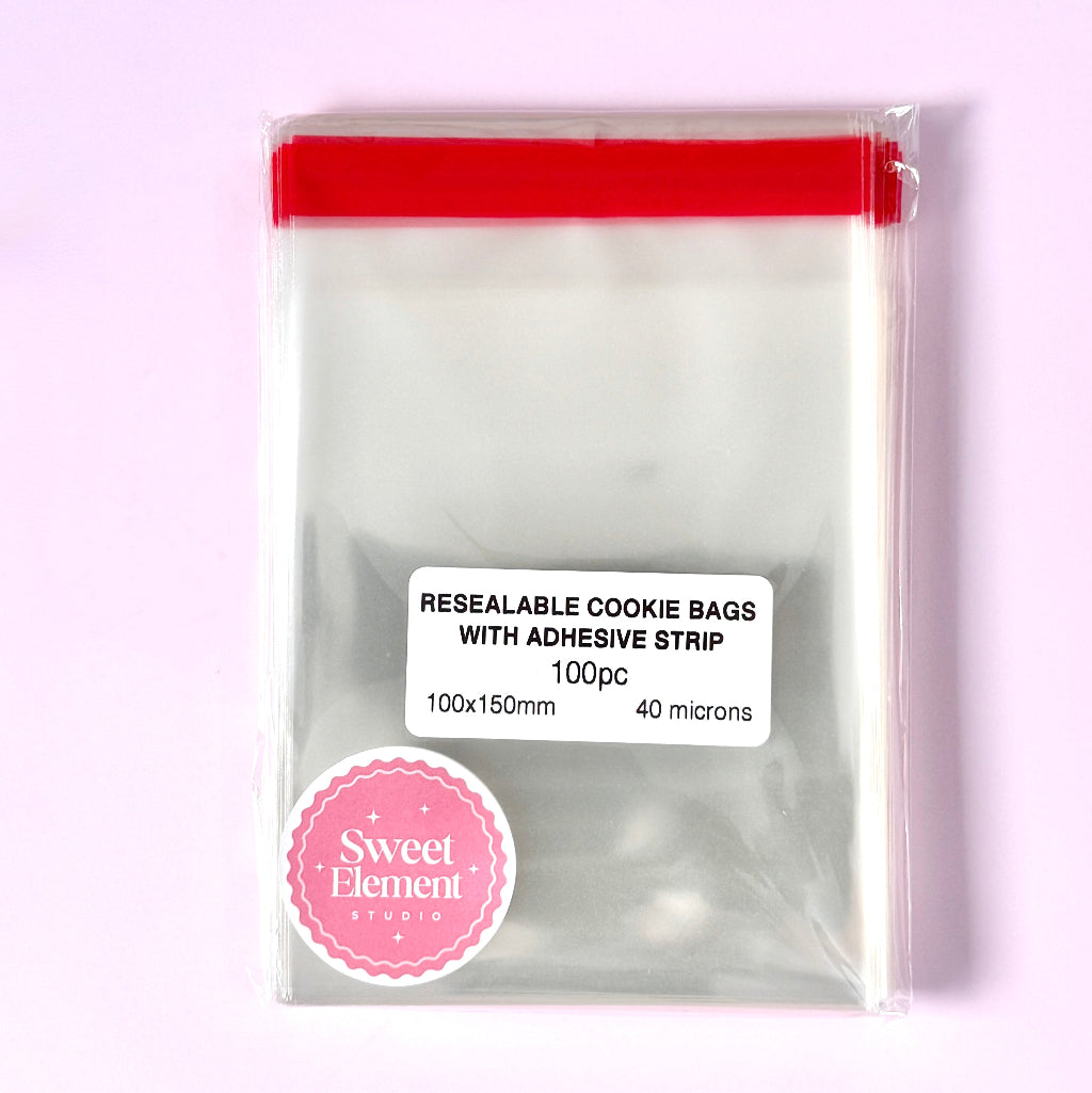 Resealable Cellophane Cookie Bags 100pc - 100mm x 150mm
