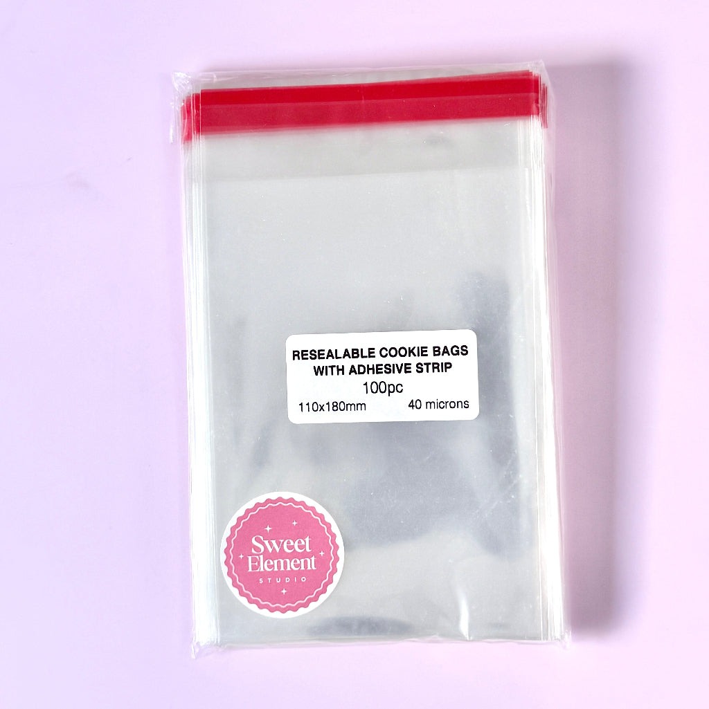 Resealable Cellophane Cookie Bags 100pc - 110mm x 180mm