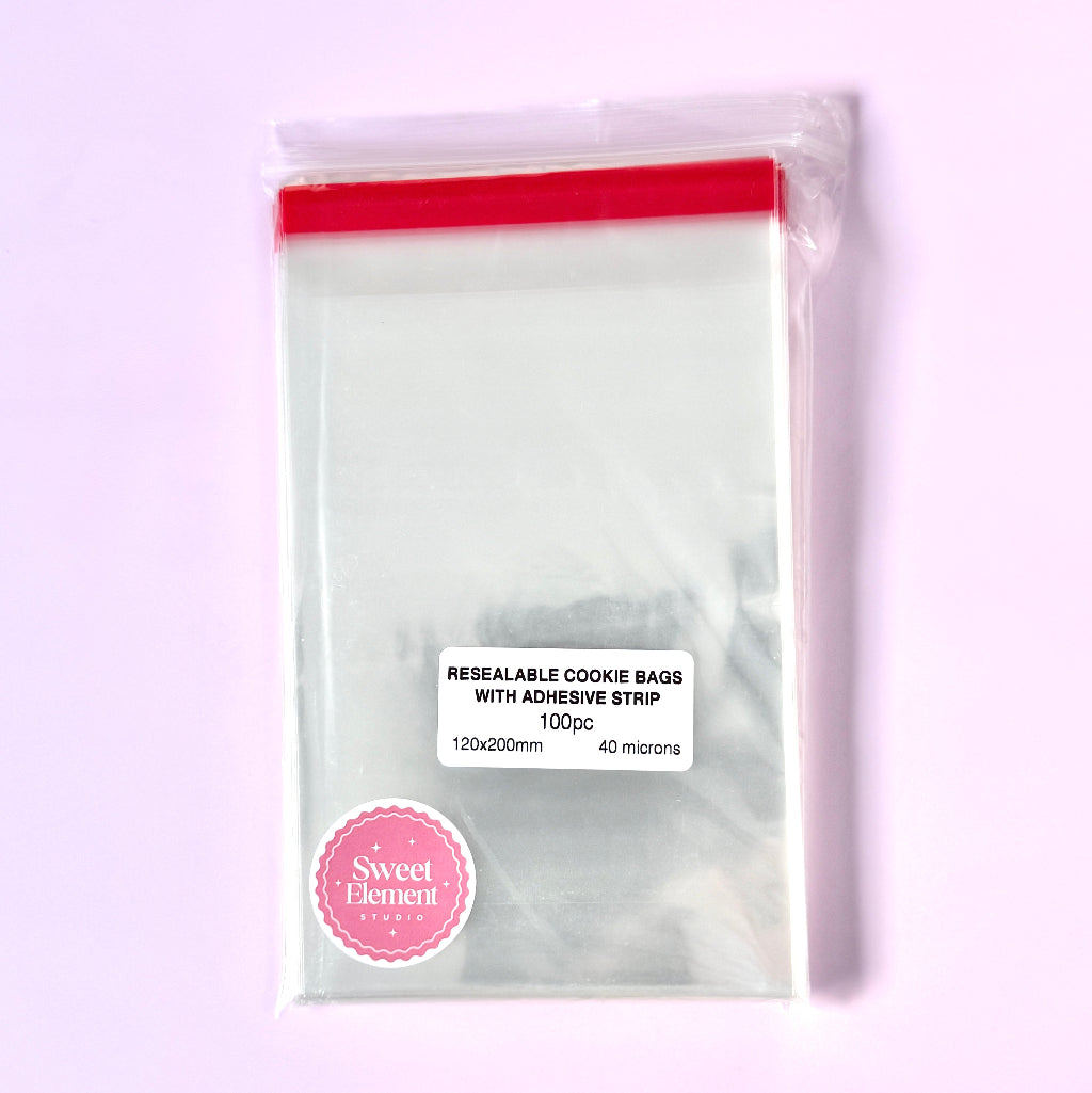 Resealable Cellophane Cookie Bags 100pc - 120mm x 200mm