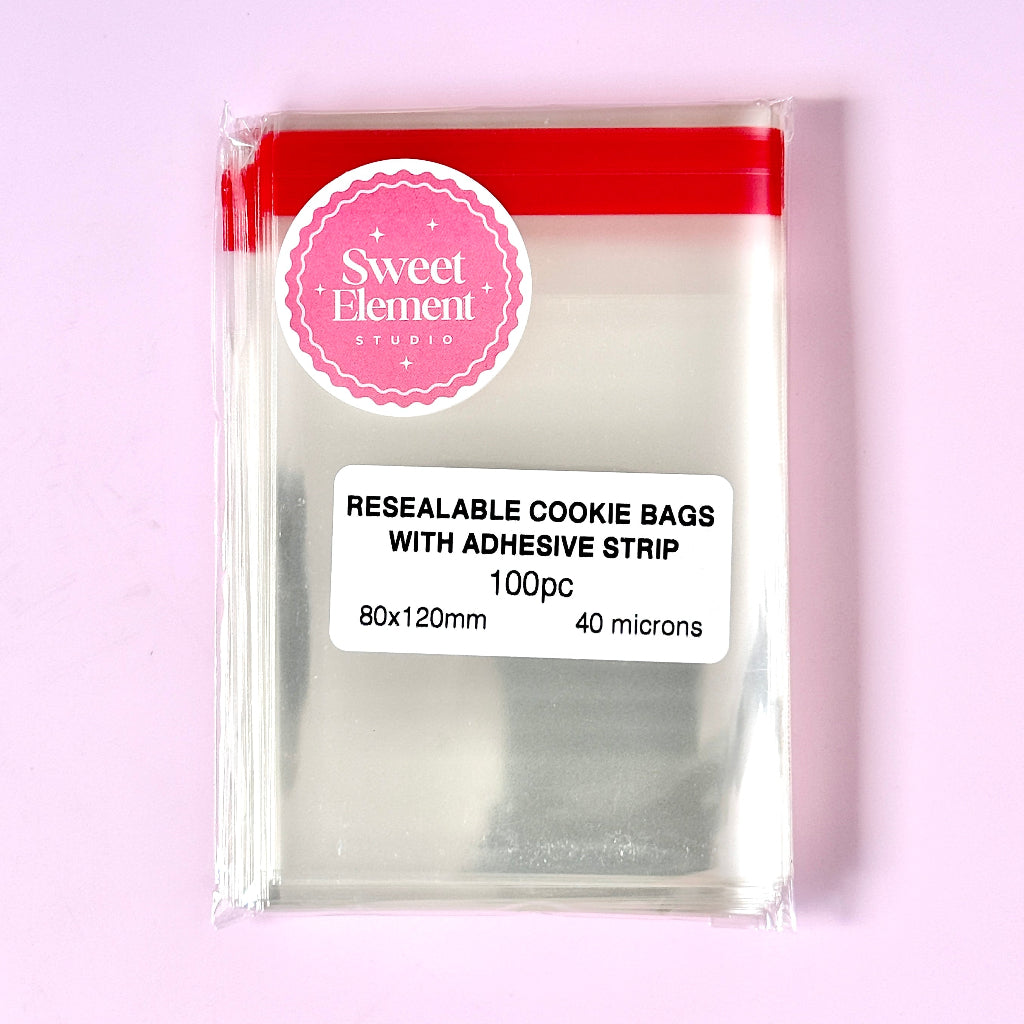 Resealable Cellophane Cookie Bags 100pc - 80mm x 120mm